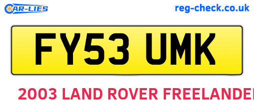 FY53UMK are the vehicle registration plates.