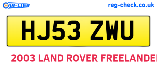 HJ53ZWU are the vehicle registration plates.