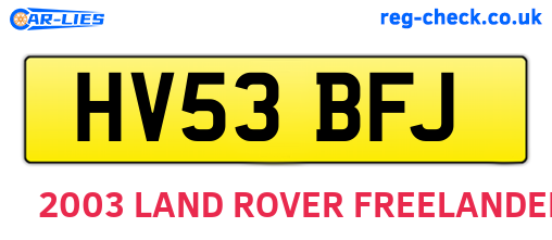HV53BFJ are the vehicle registration plates.