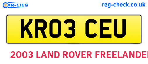 KR03CEU are the vehicle registration plates.