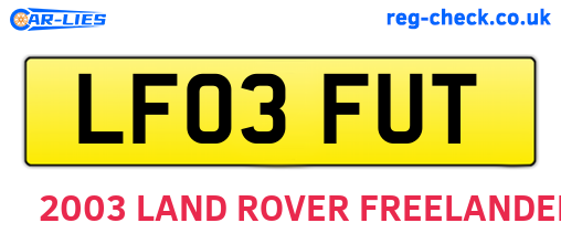 LF03FUT are the vehicle registration plates.
