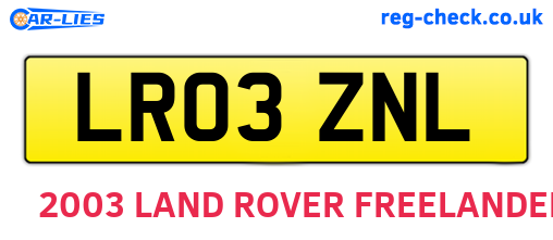 LR03ZNL are the vehicle registration plates.