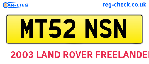 MT52NSN are the vehicle registration plates.