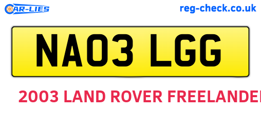NA03LGG are the vehicle registration plates.