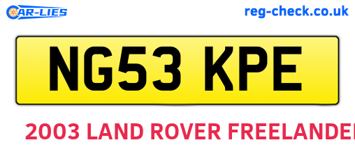 NG53KPE are the vehicle registration plates.