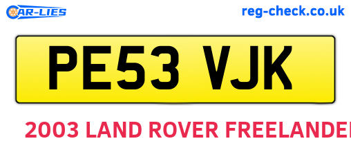 PE53VJK are the vehicle registration plates.