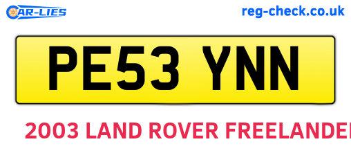 PE53YNN are the vehicle registration plates.