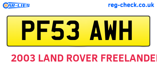 PF53AWH are the vehicle registration plates.