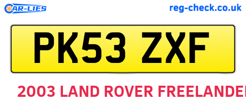 PK53ZXF are the vehicle registration plates.
