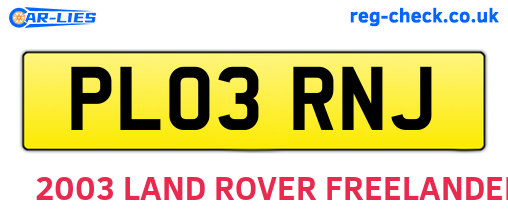 PL03RNJ are the vehicle registration plates.