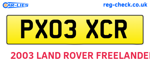 PX03XCR are the vehicle registration plates.