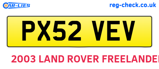 PX52VEV are the vehicle registration plates.