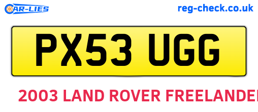 PX53UGG are the vehicle registration plates.