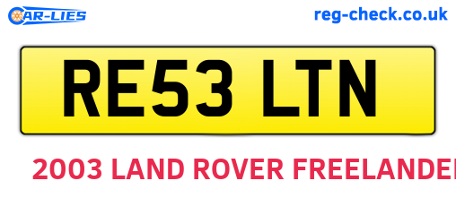 RE53LTN are the vehicle registration plates.