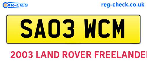 SA03WCM are the vehicle registration plates.