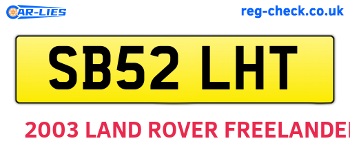 SB52LHT are the vehicle registration plates.