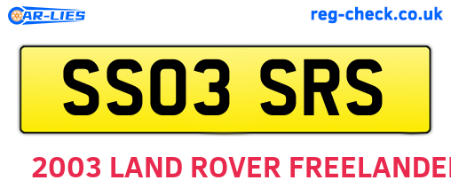 SS03SRS are the vehicle registration plates.