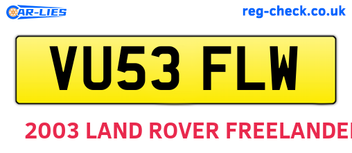 VU53FLW are the vehicle registration plates.