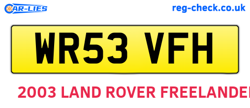 WR53VFH are the vehicle registration plates.
