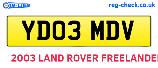 YD03MDV are the vehicle registration plates.