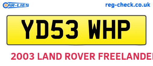 YD53WHP are the vehicle registration plates.