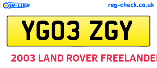YG03ZGY are the vehicle registration plates.