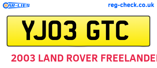 YJ03GTC are the vehicle registration plates.