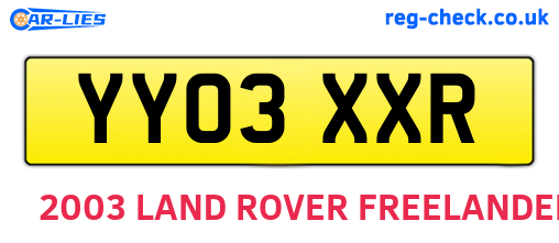 YY03XXR are the vehicle registration plates.