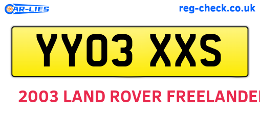 YY03XXS are the vehicle registration plates.
