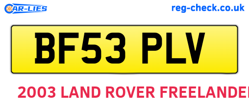 BF53PLV are the vehicle registration plates.