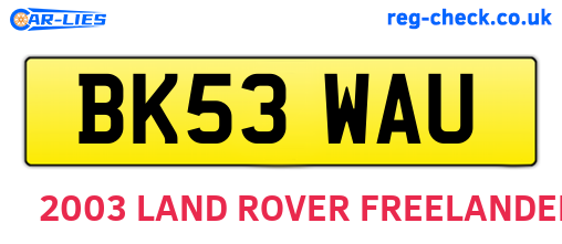 BK53WAU are the vehicle registration plates.
