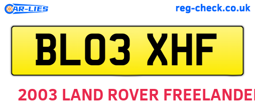 BL03XHF are the vehicle registration plates.