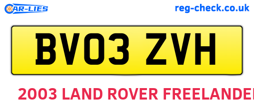 BV03ZVH are the vehicle registration plates.