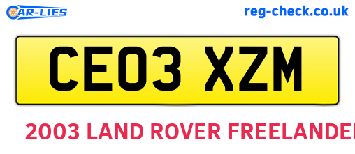 CE03XZM are the vehicle registration plates.