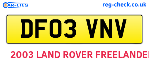 DF03VNV are the vehicle registration plates.