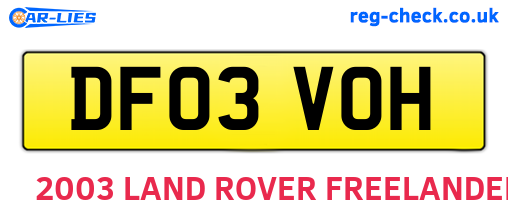 DF03VOH are the vehicle registration plates.