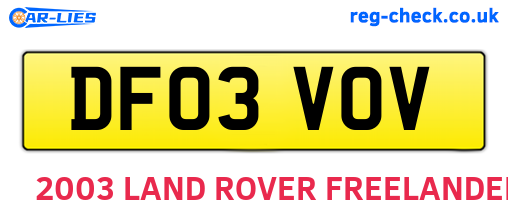 DF03VOV are the vehicle registration plates.