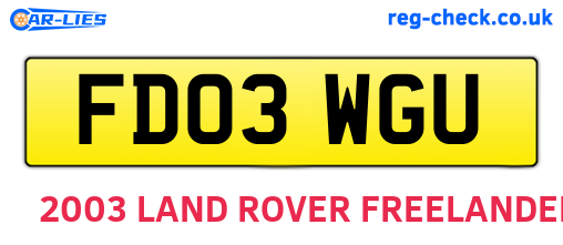 FD03WGU are the vehicle registration plates.