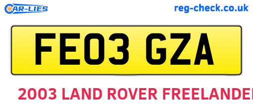 FE03GZA are the vehicle registration plates.