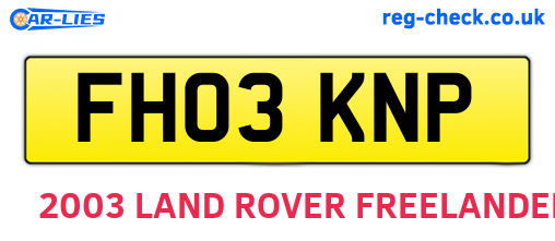 FH03KNP are the vehicle registration plates.