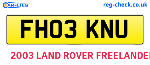 FH03KNU are the vehicle registration plates.