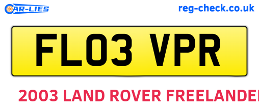 FL03VPR are the vehicle registration plates.