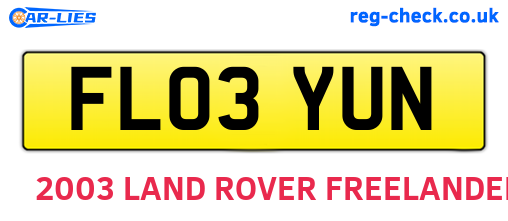 FL03YUN are the vehicle registration plates.