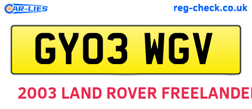 GY03WGV are the vehicle registration plates.