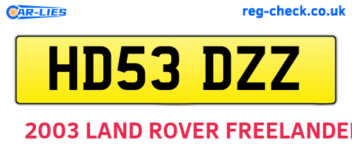 HD53DZZ are the vehicle registration plates.