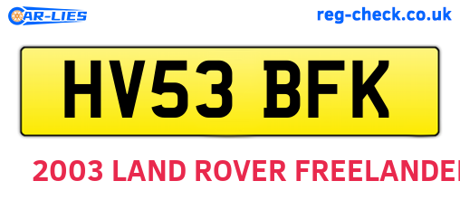 HV53BFK are the vehicle registration plates.