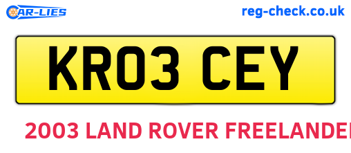 KR03CEY are the vehicle registration plates.
