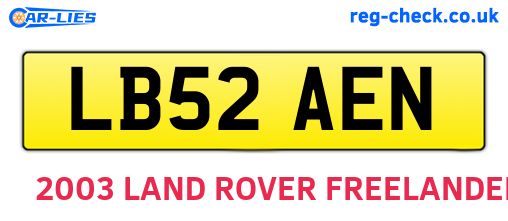 LB52AEN are the vehicle registration plates.