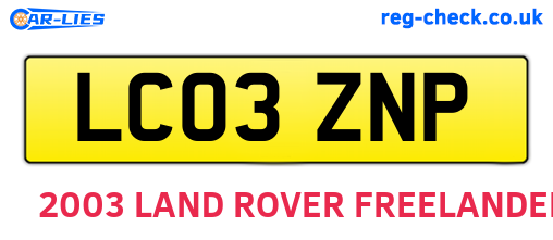 LC03ZNP are the vehicle registration plates.