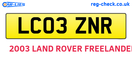 LC03ZNR are the vehicle registration plates.